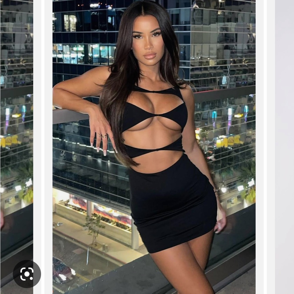 White fox sexy black mini dress